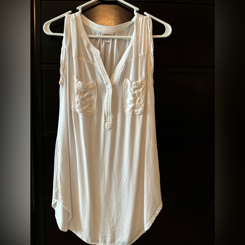 Merona Utility Pocket White Tank Blouse Size M